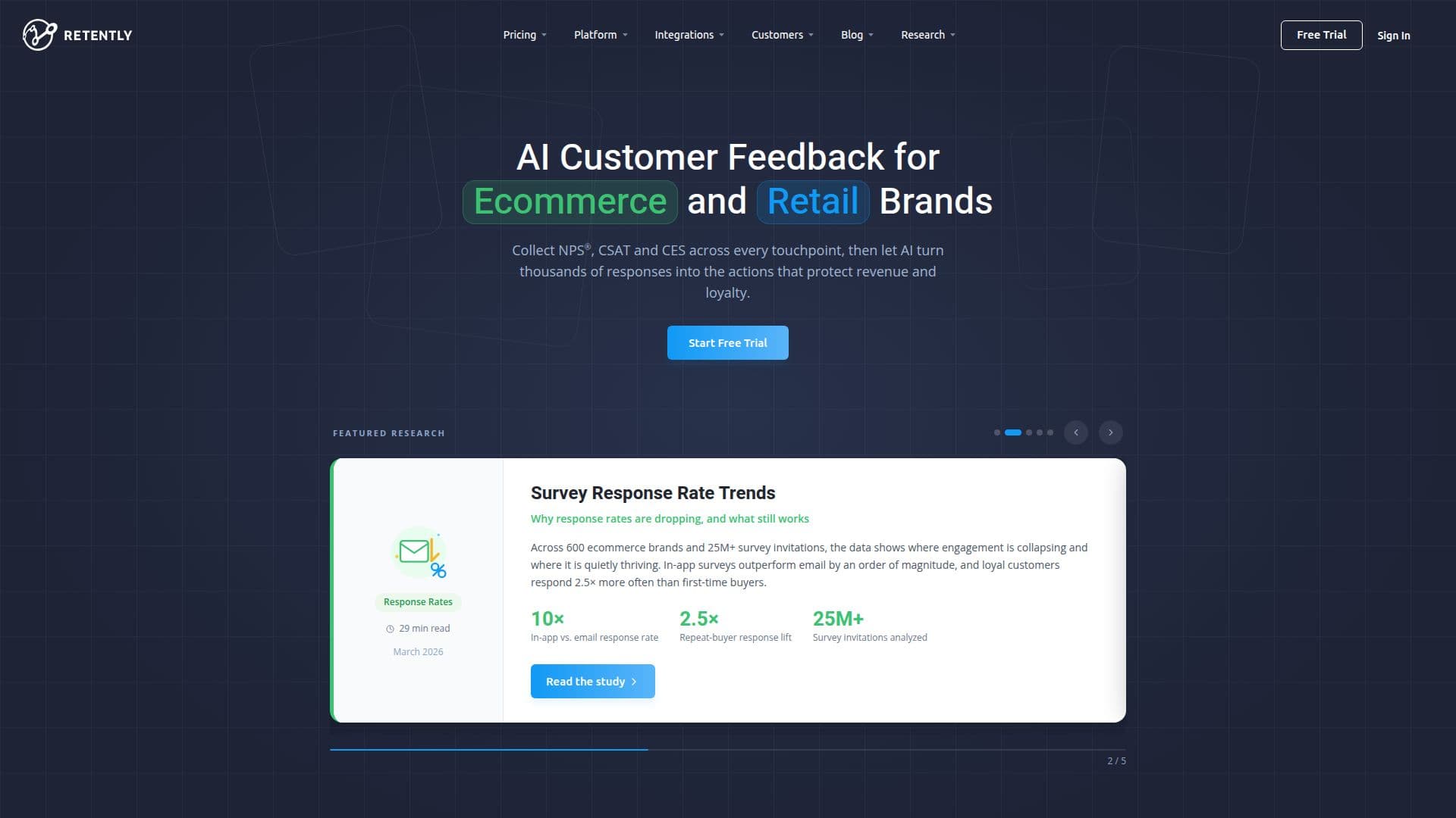 Retently AI Customer Experience Platform screenshot