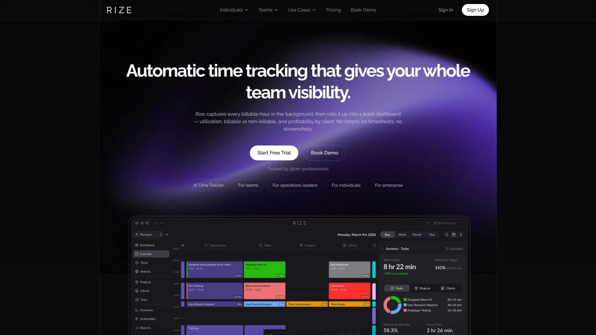 Rize Time Tracking 스크린샷