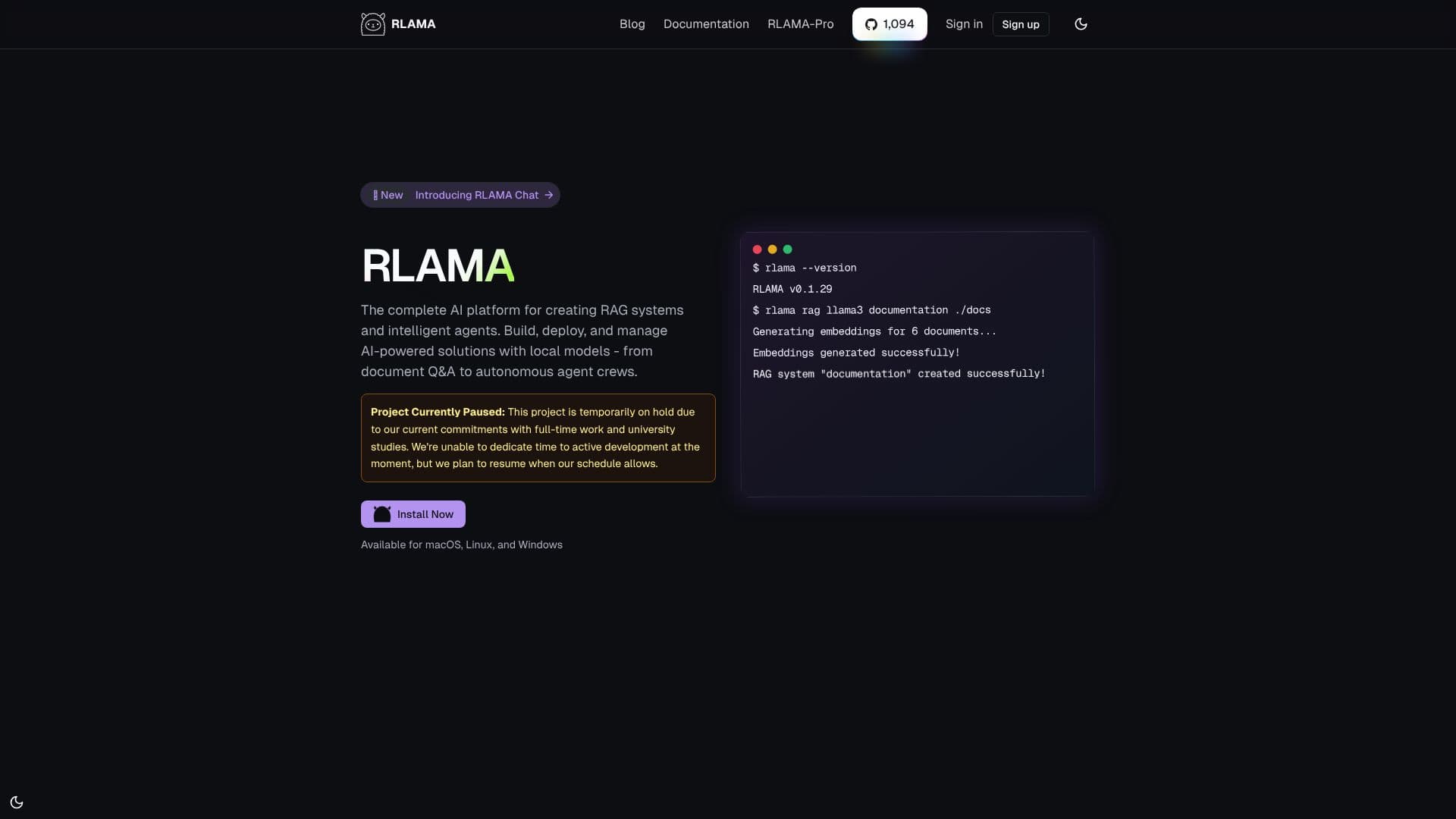 Скриншот RLAMA
