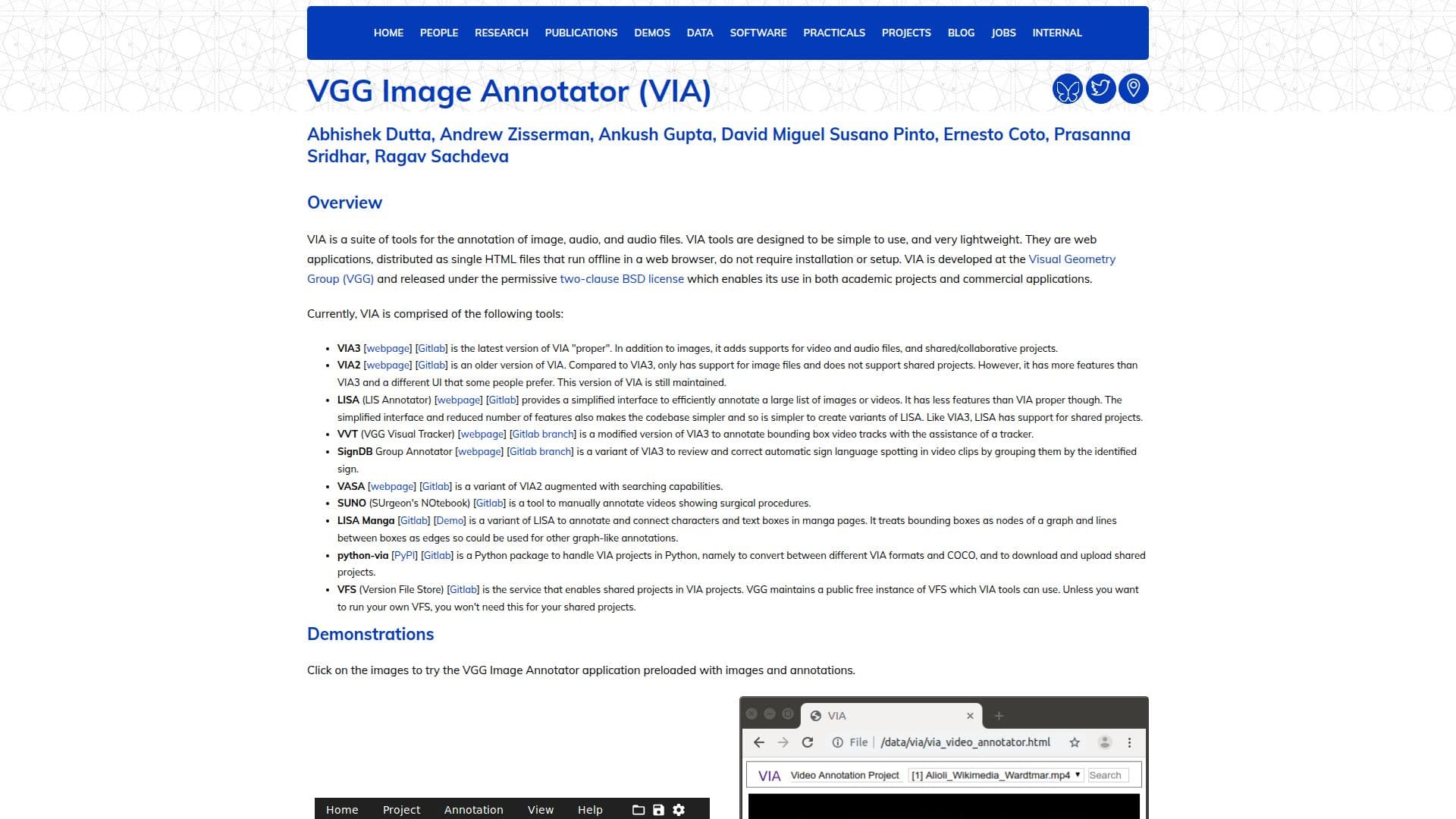 VIA Annotation Suite screenshot