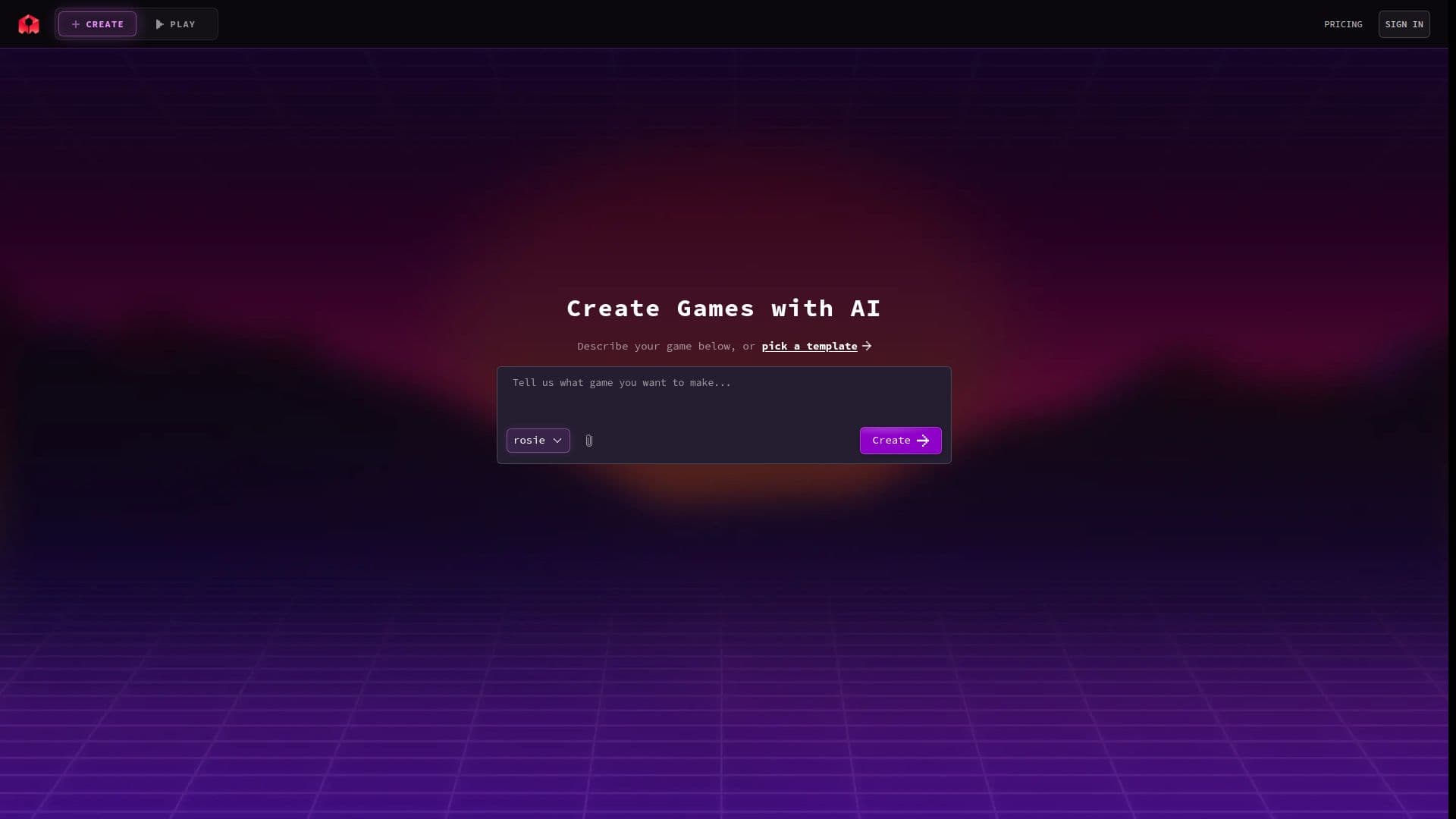 Rosebud AI Game Maker screenshot