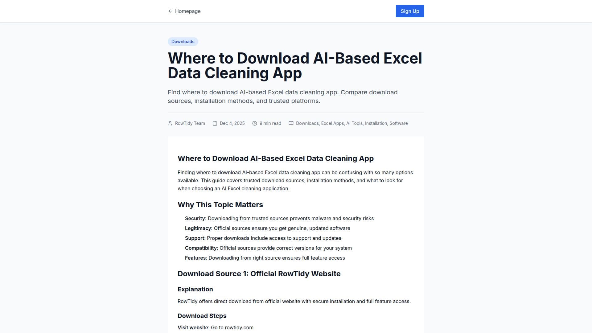 RowTidy AI Excel Cleaner screenshot