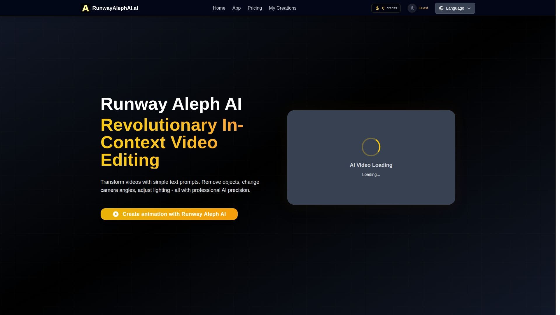 Capture d’écran de Runway Aleph AI