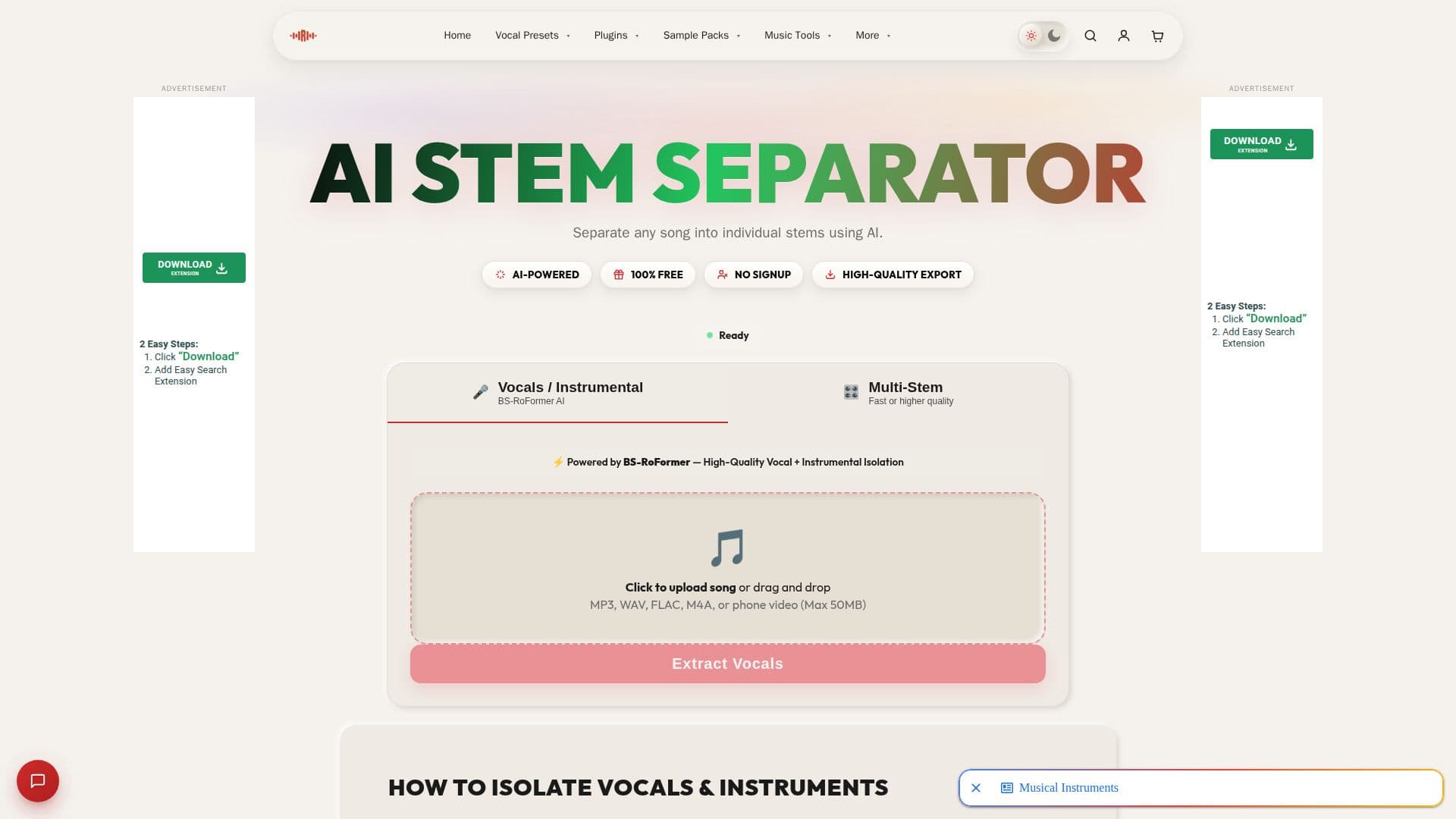 Rys Up Audio Free Stem Separator screenshot