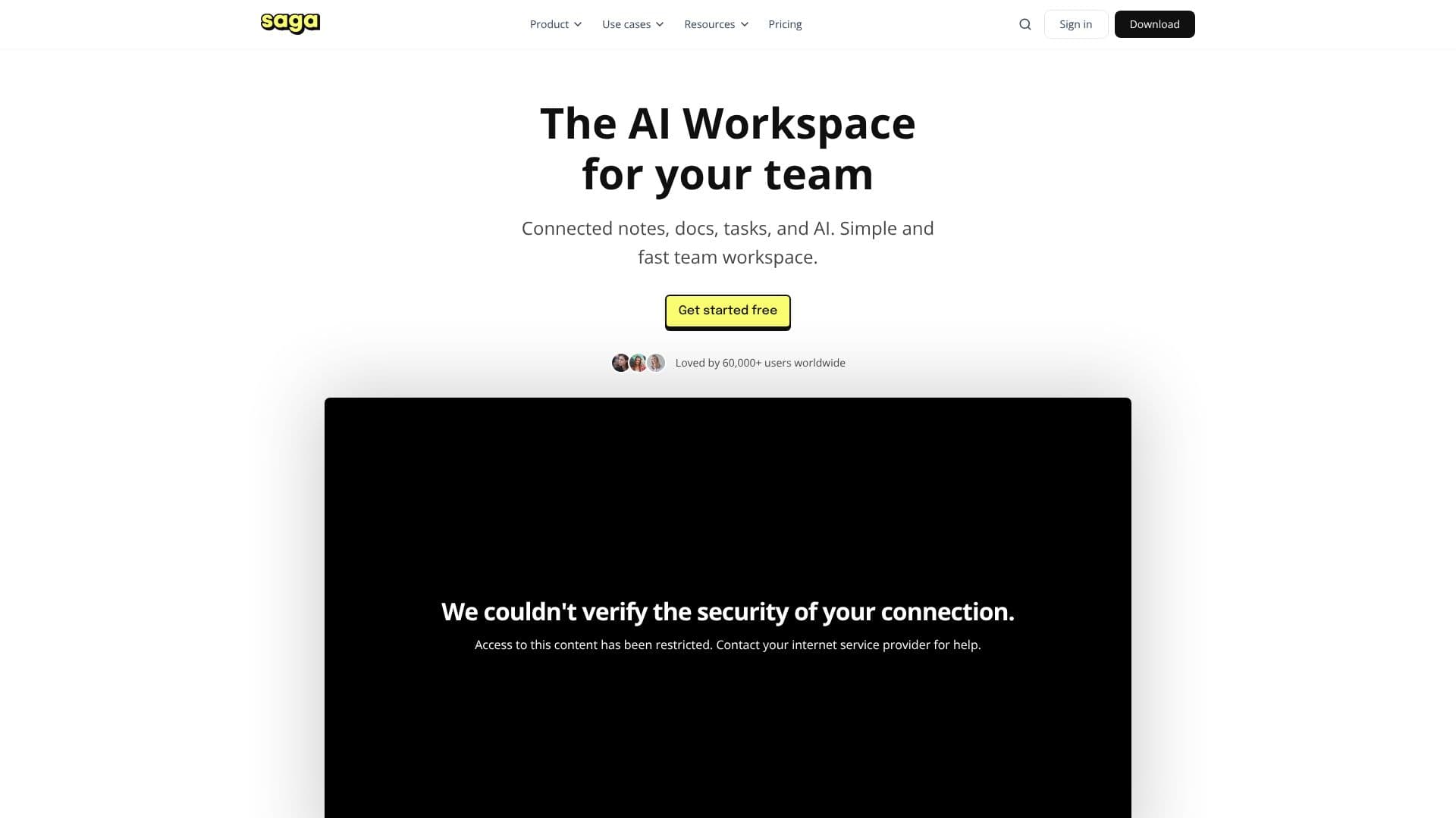 Saga - AI Workspace screenshot