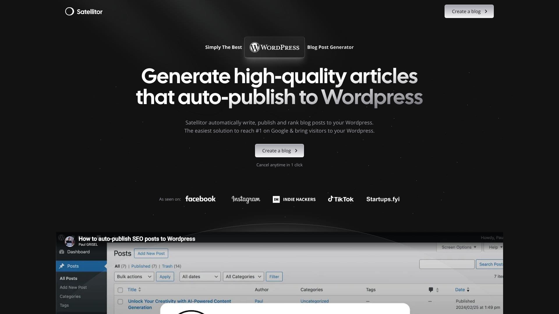 Satellitor AI SEO Blog Generator のスクリーンショット