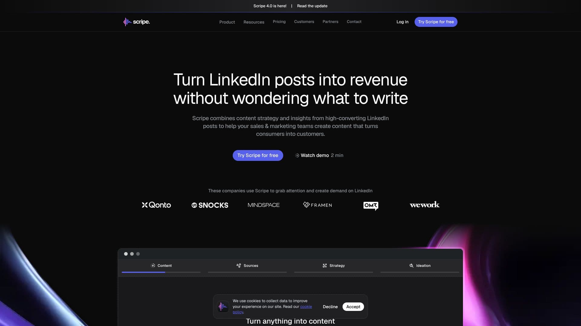 Scripe LinkedIn Workspace screenshot