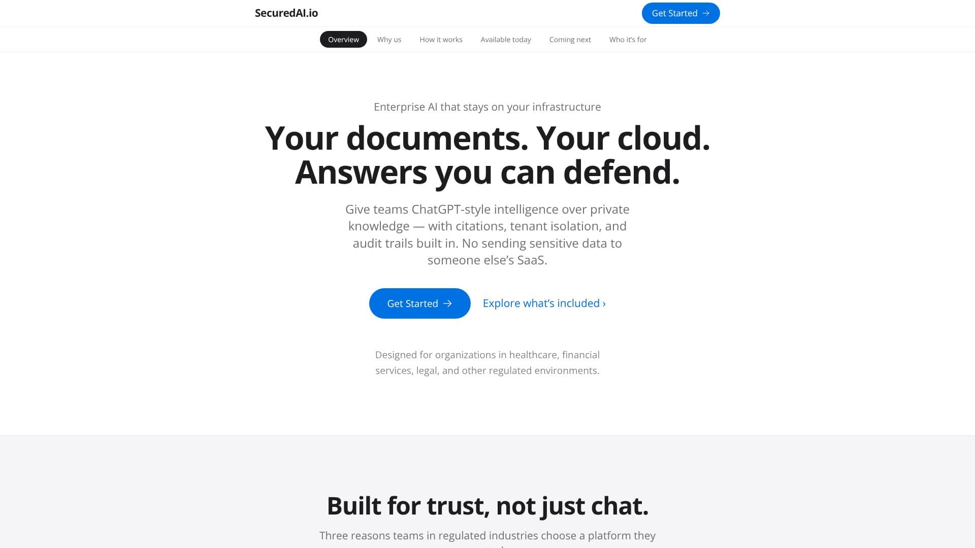 Screenshot von SecuredAI.io