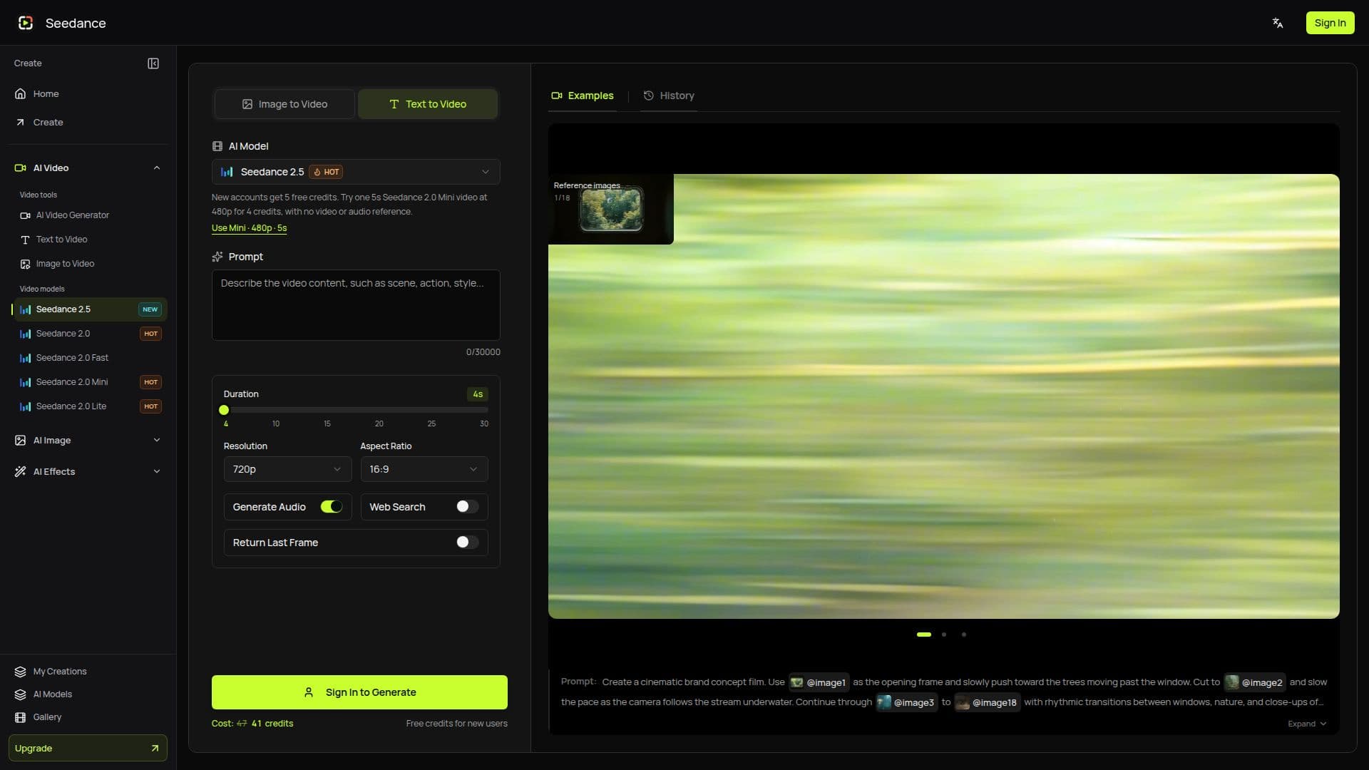 Seedance 2.5 AI Video Generator screenshot