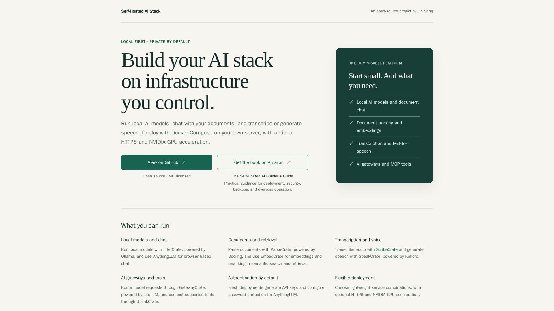 Captura de pantalla de Stack de IA Autoalojado