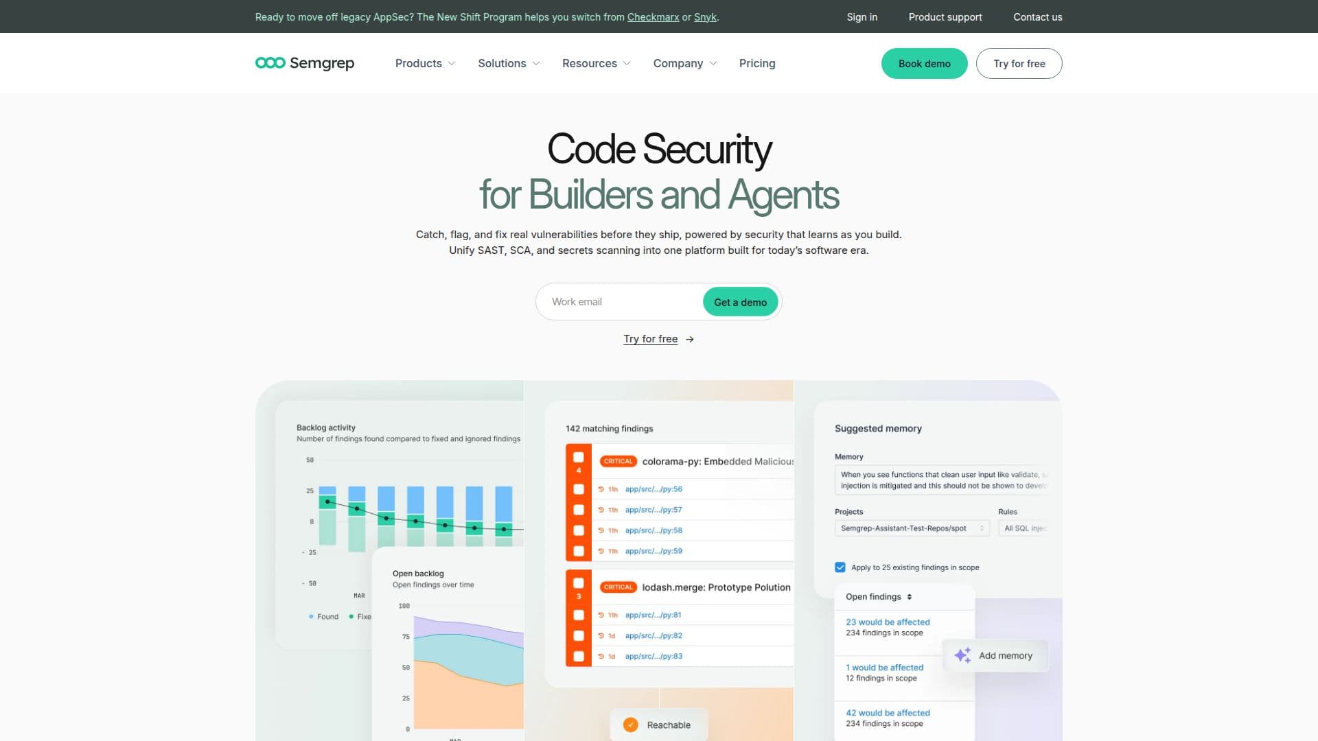 Capture d’écran de Plateforme de Sécurité des Applications Semgrep