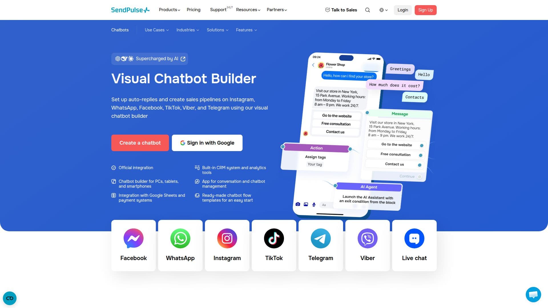 SendPulse Chatbot Builder screenshot