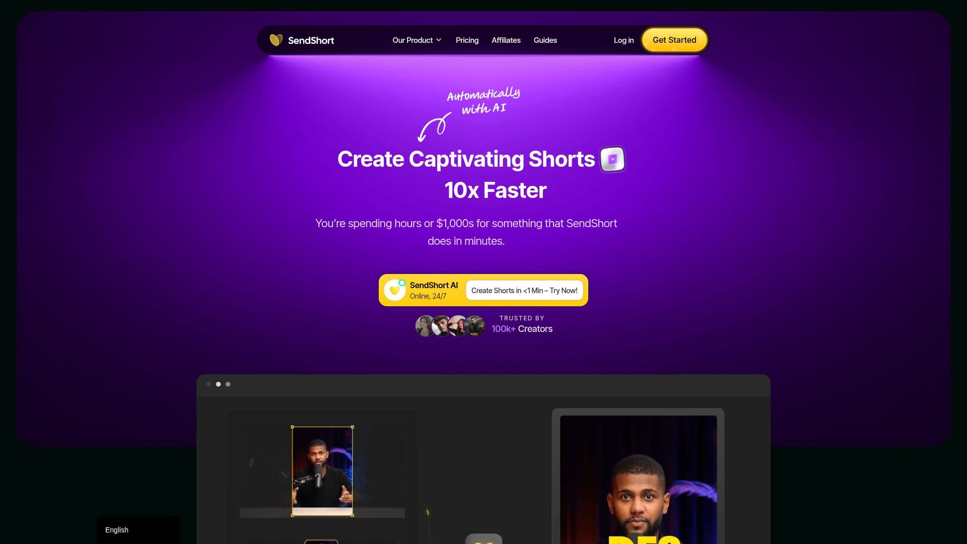 Capture d’écran de SendShort