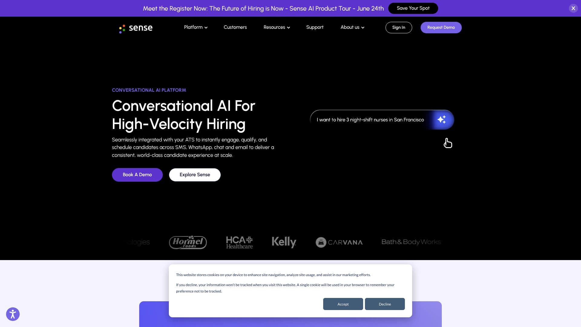 Captura de pantalla de Sense Talent Engagement Platform