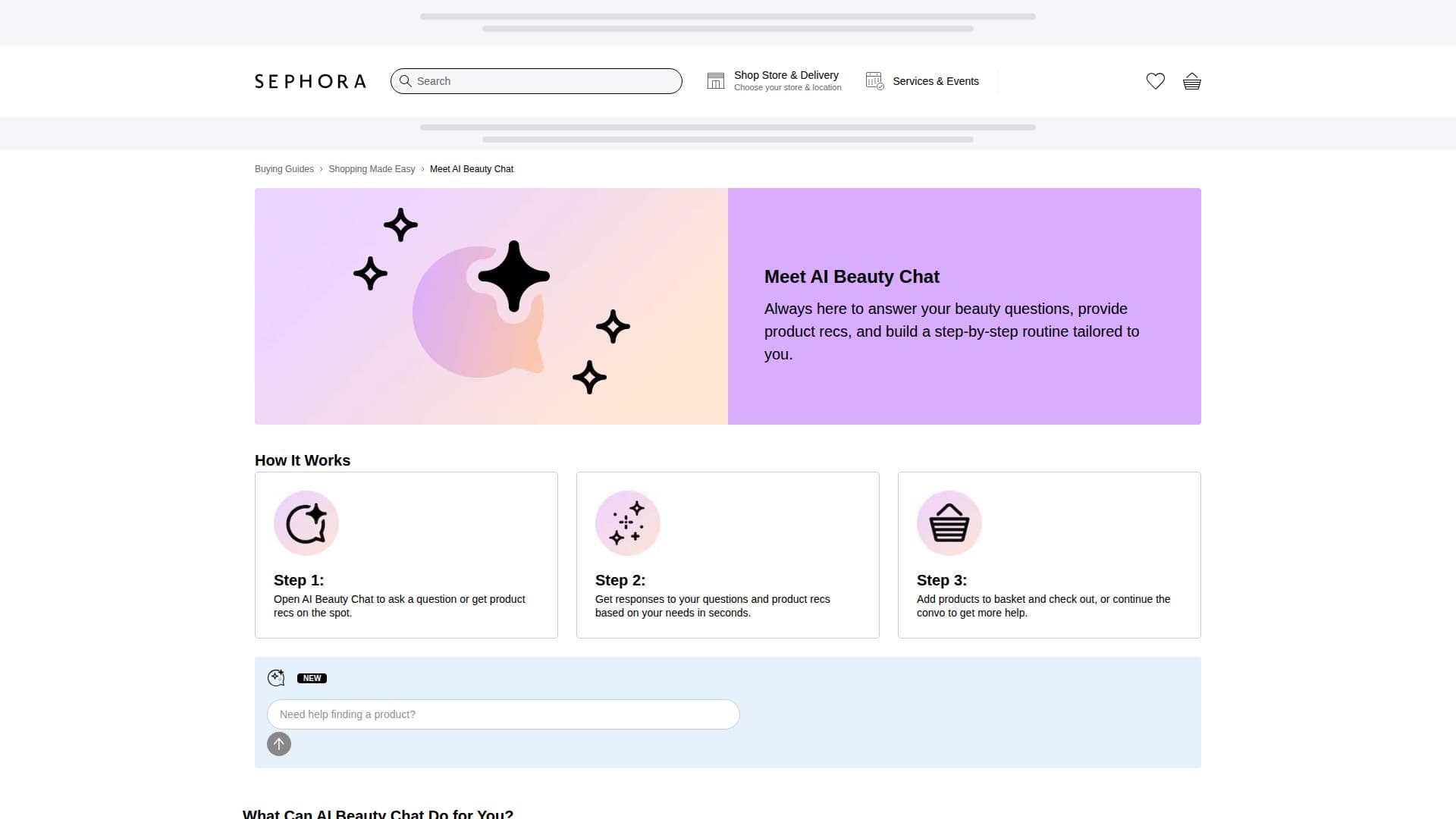 Sephora AI Beauty Chat screenshot