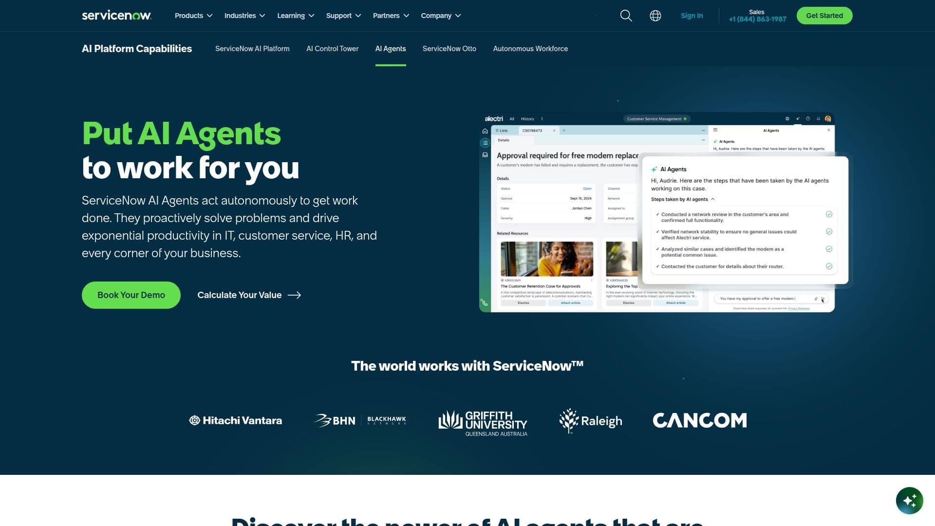 Screenshot von ServiceNow AI Agents