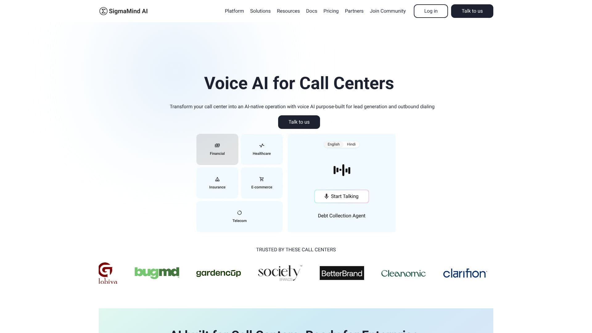 Скриншот SigmaMind AI Voice Agent Platform
