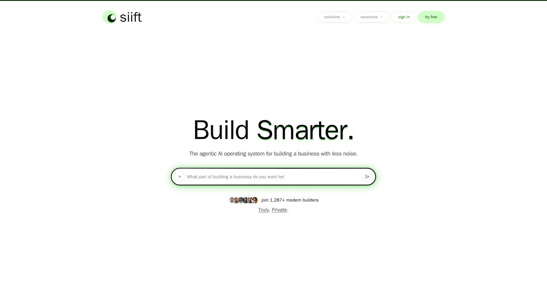 Screenshot von Siift AI-Betriebssystem