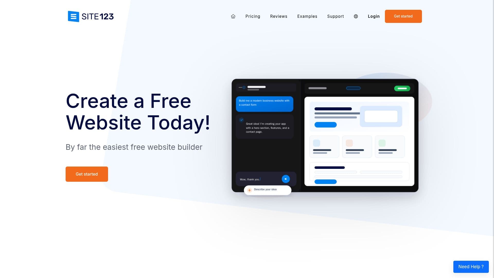 SITE123 screenshot