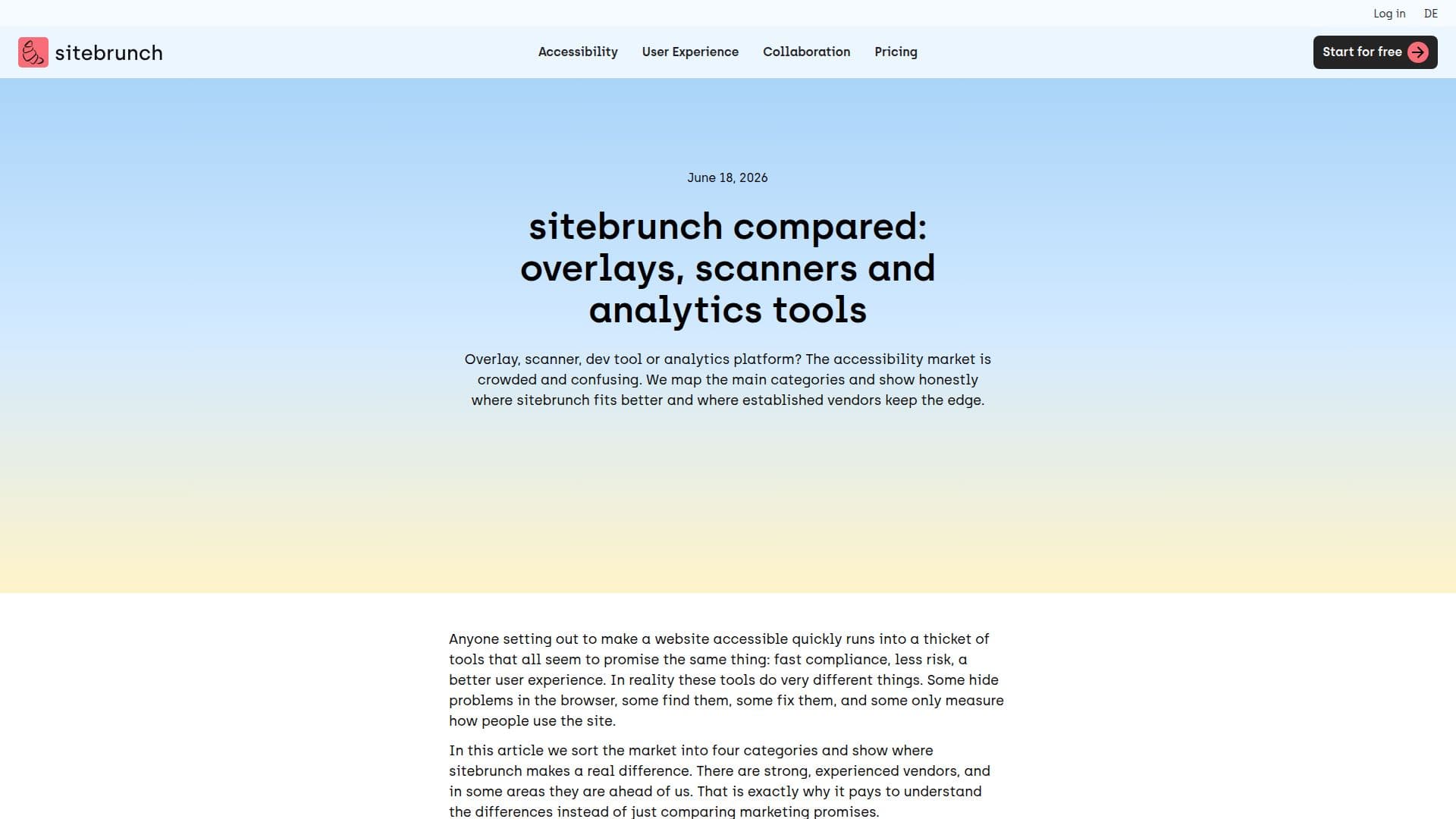 sitebrunch Zugänglichkeits-Tool screenshot