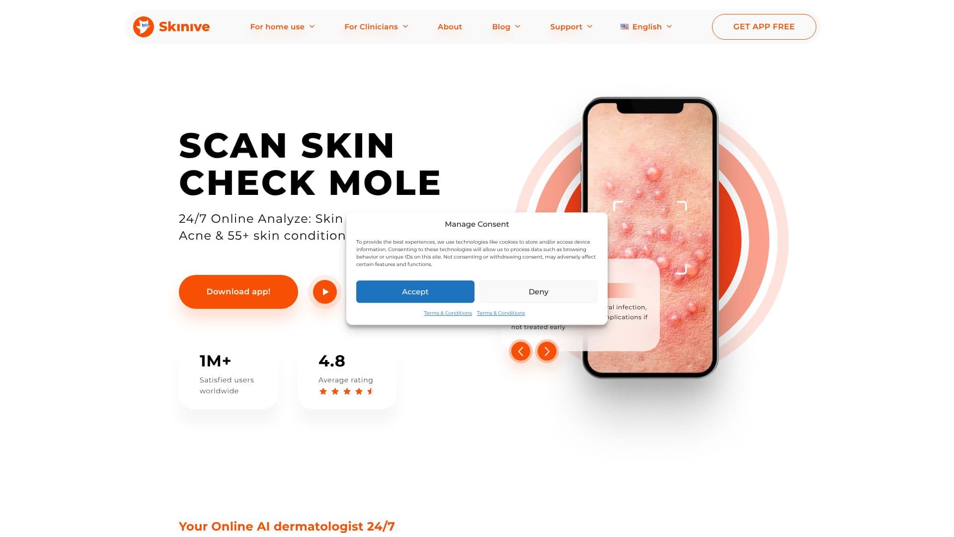 Screenshot von Skinive AI Online