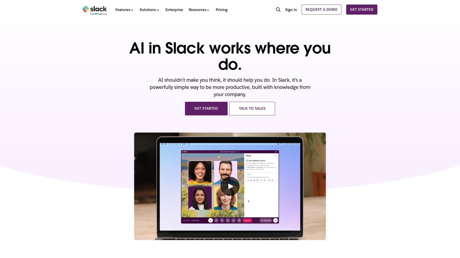 Slack AI Features screenshot
