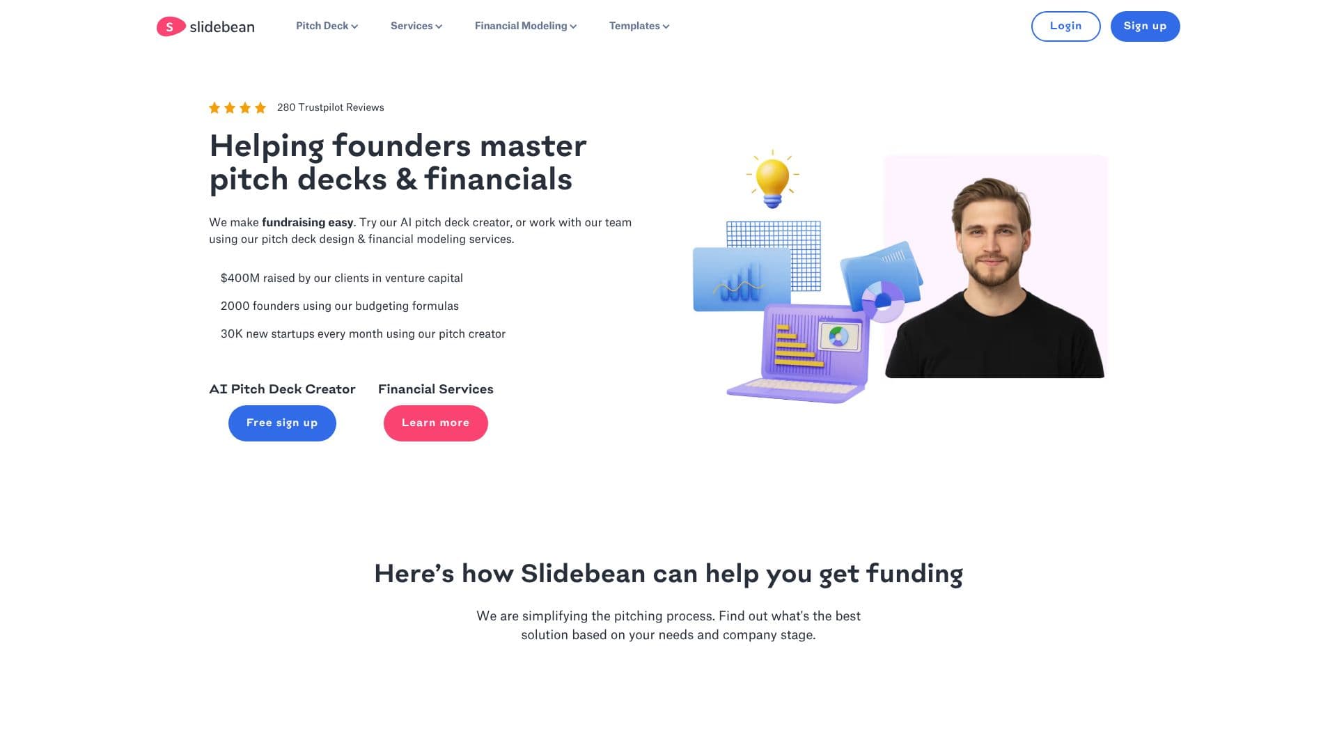 Screenshot von Slidebean AI Pitch Deck Creator