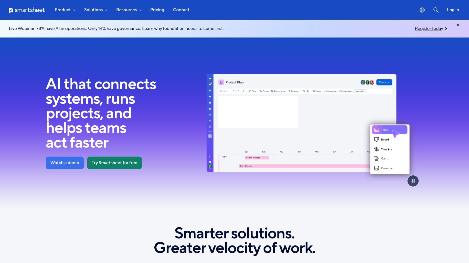 Smartsheet screenshot