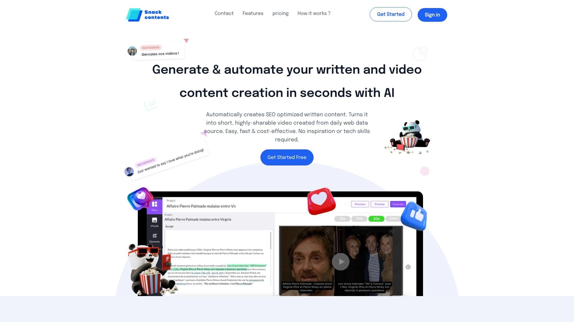 SnackContents AI Content Generator screenshot