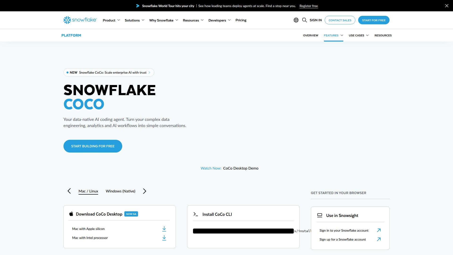 Snowflake CoCo: AI Coding Agent screenshot