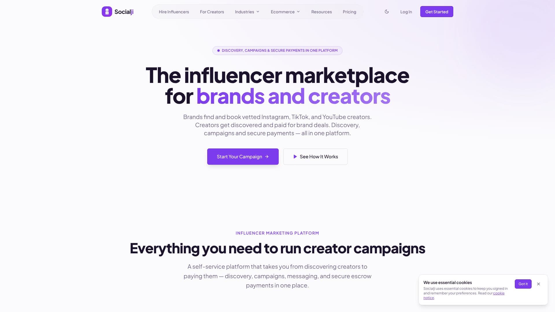 Скриншот Socialji Influencer Marketplace