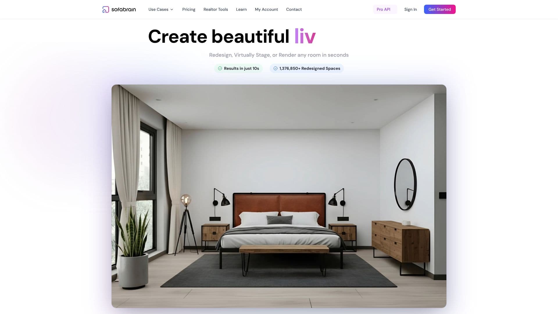 لقطة شاشة لـ SofaBrain AI لتصميم الديكور الداخلي