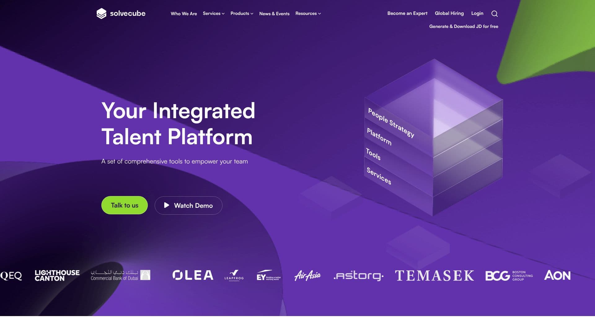 Tangkapan layar Solvecube - Platform Talenta