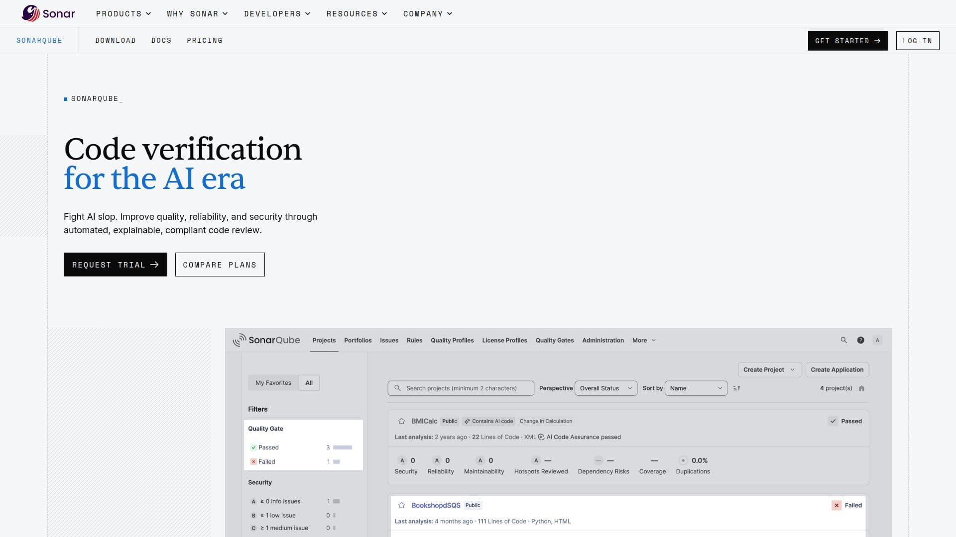Screenshot von SonarQube