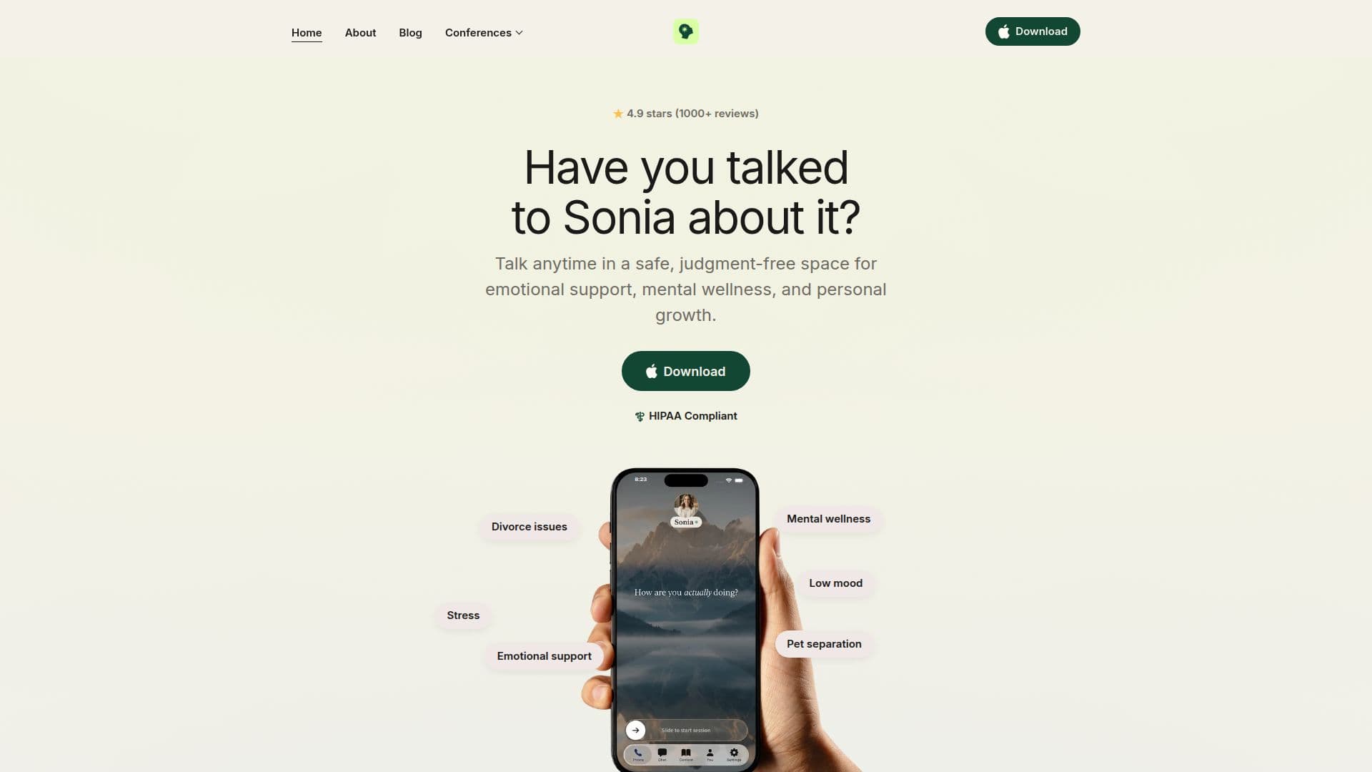 Sonia | KI für psychische Gesundheit screenshot