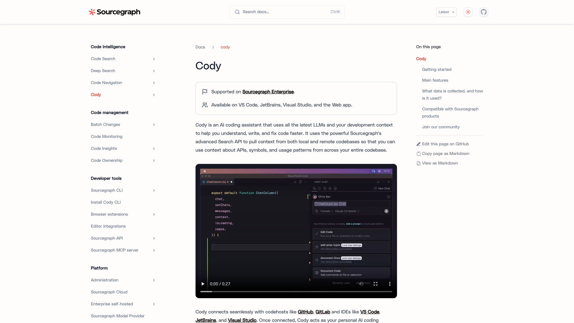 Sourcegraph Cody screenshot
