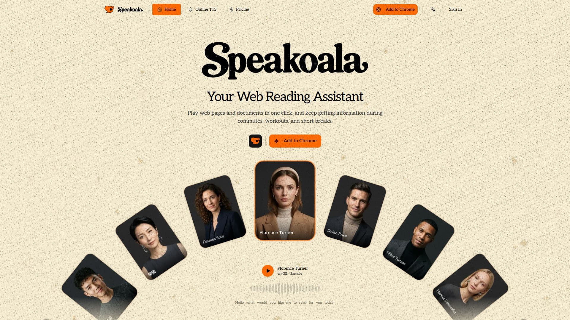 Screenshot von Speakoala
