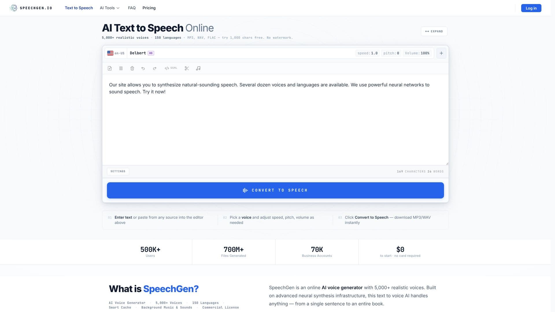 Tangkapan layar SpeechGen AI Voice Generator