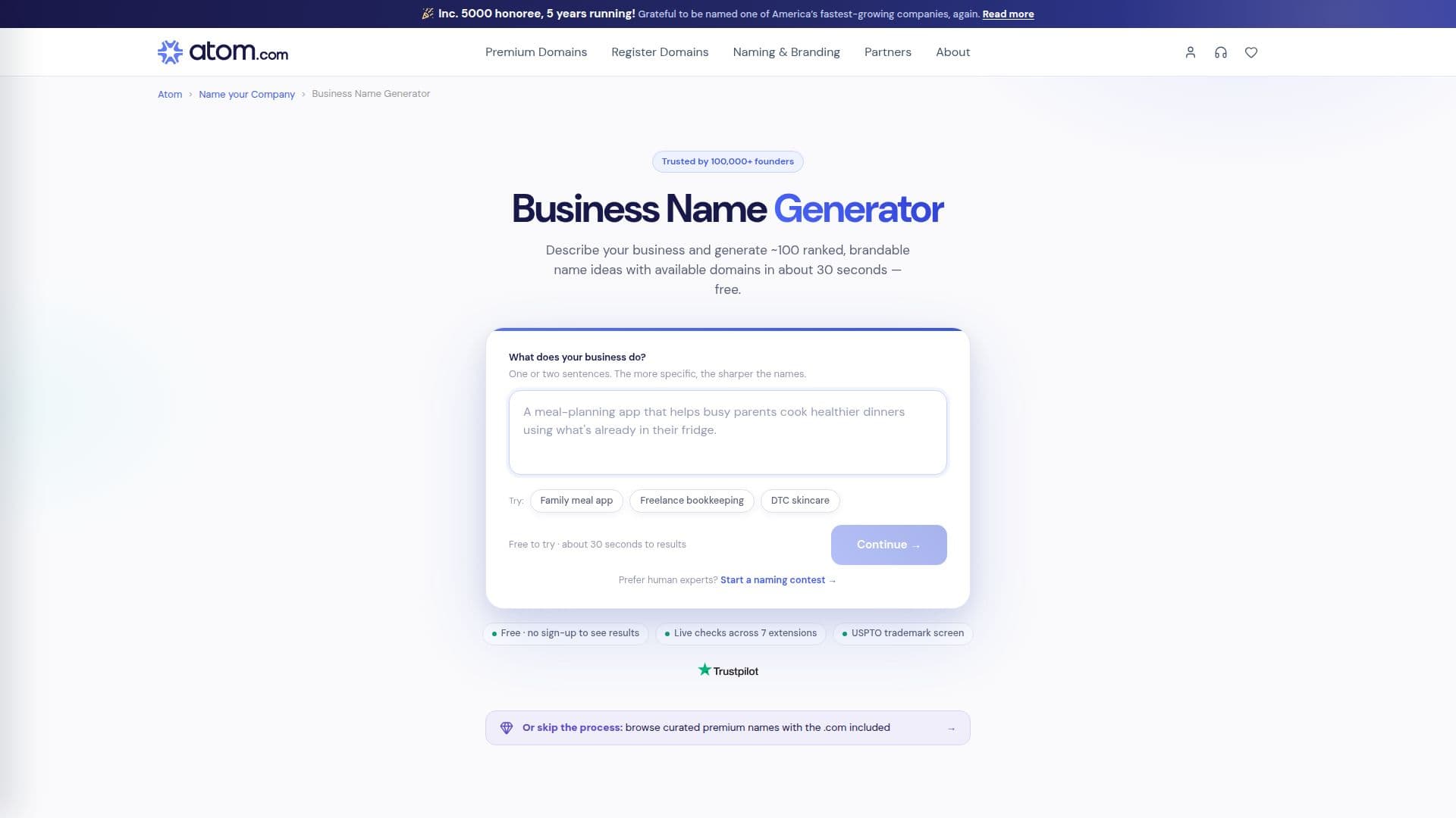 Squadhelp Business Name Generator screenshot