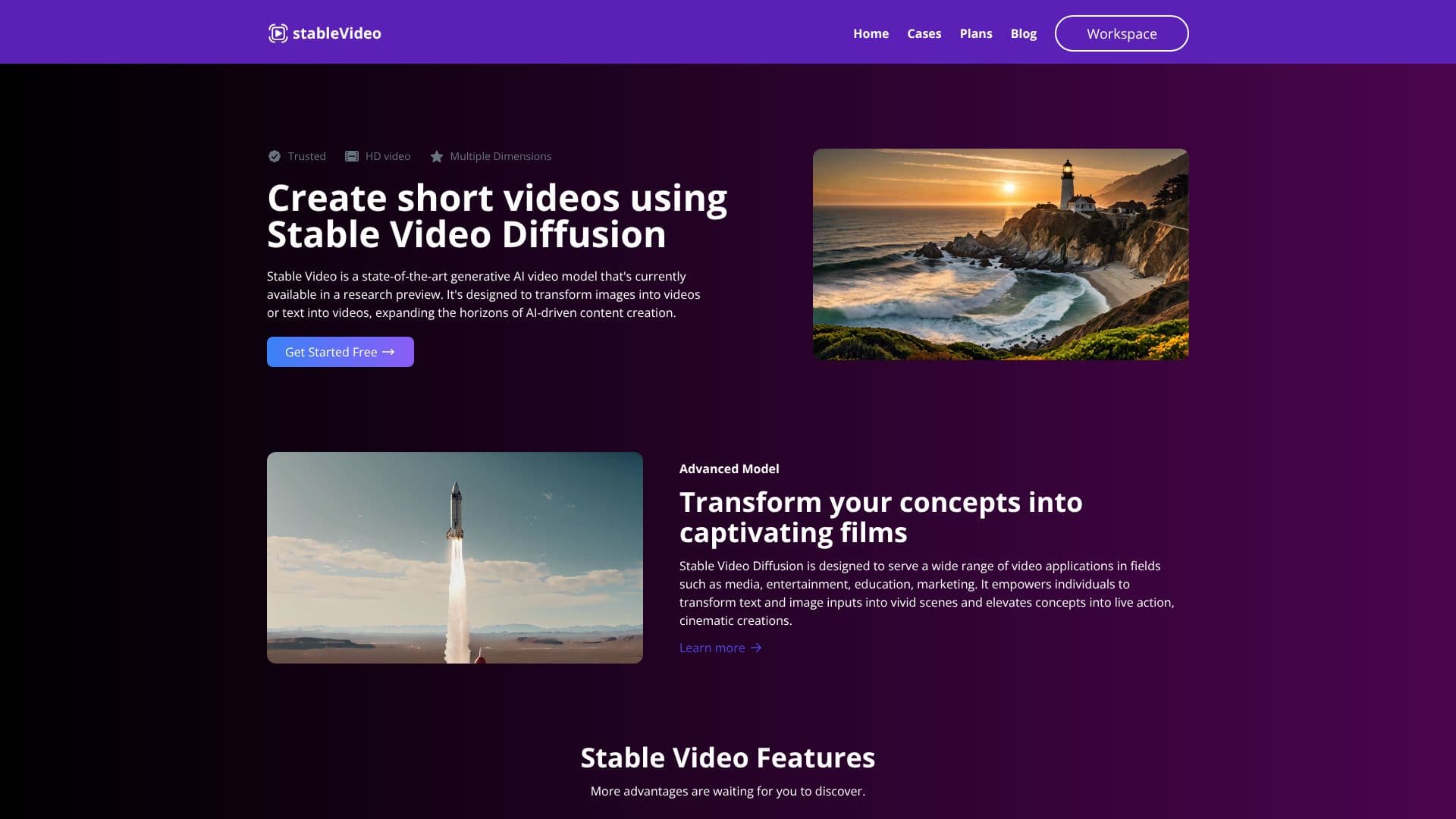 Screenshot von Stable Video Diffusion Online