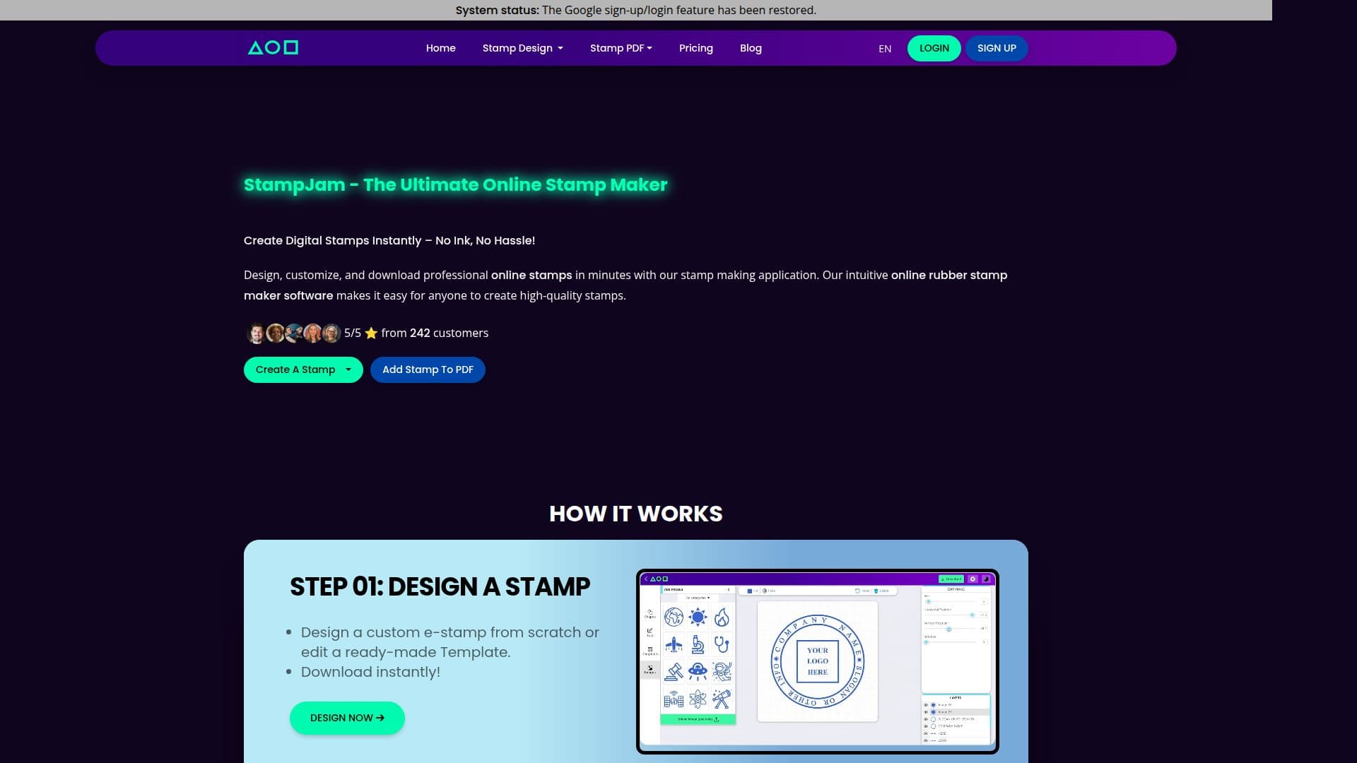 Captura de tela do StampJam