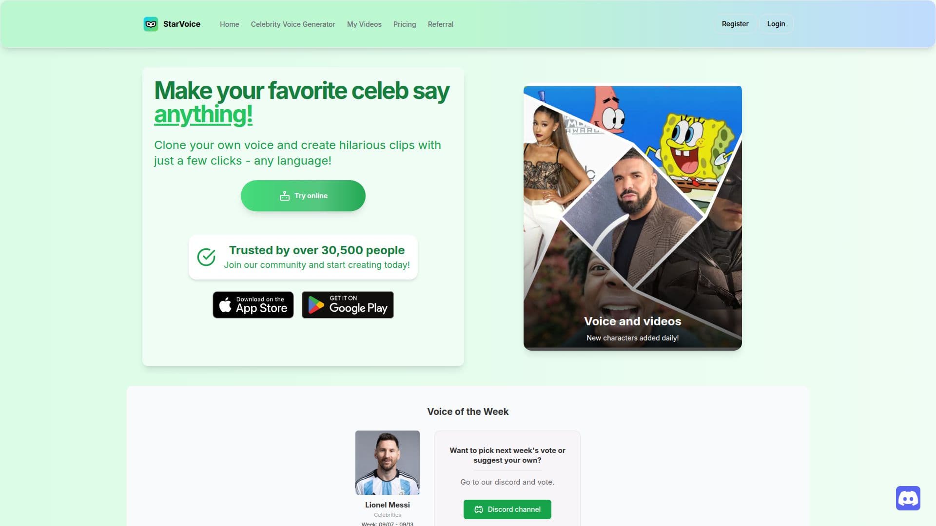 Screenshot von StarVoice AI Voice Generator