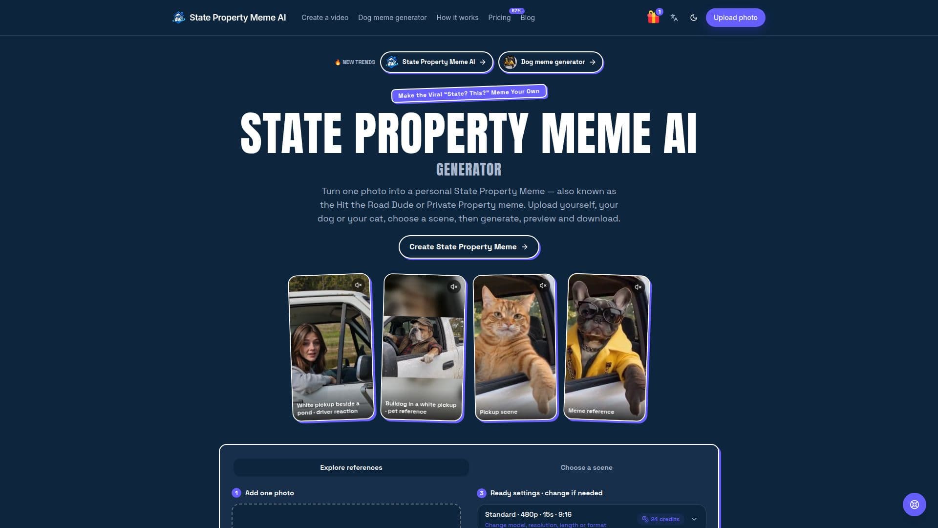 State Property Meme AI screenshot