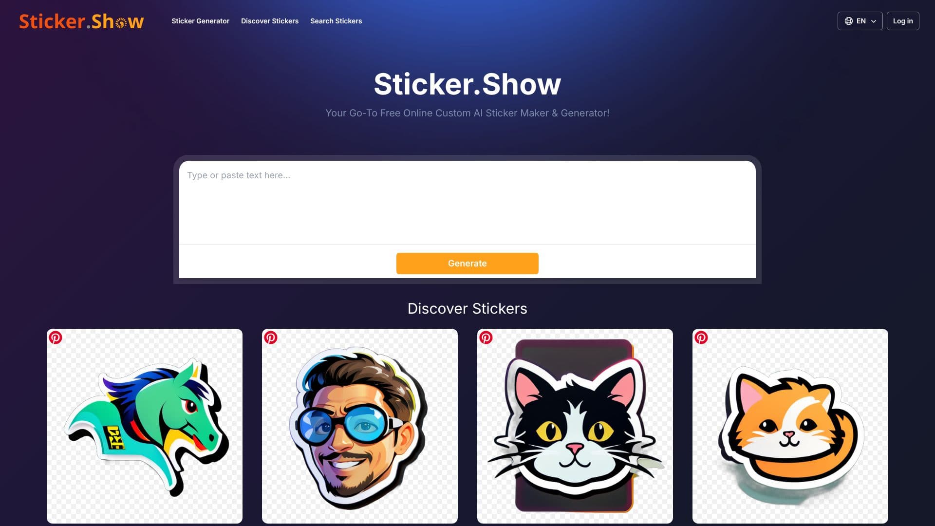 Screenshot von Sticker.Show KI-Sticker-Ersteller
