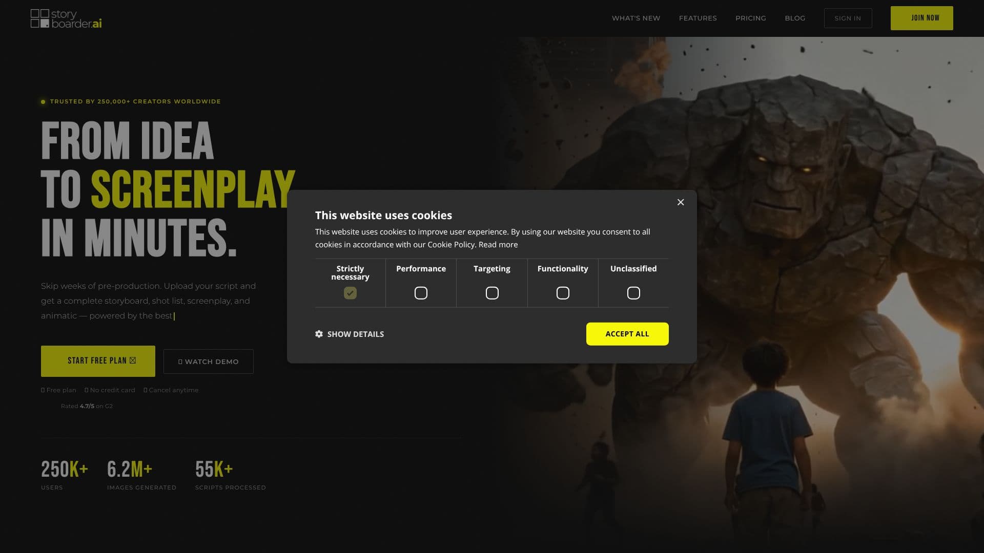 Tangkapan layar Storyboarder.ai