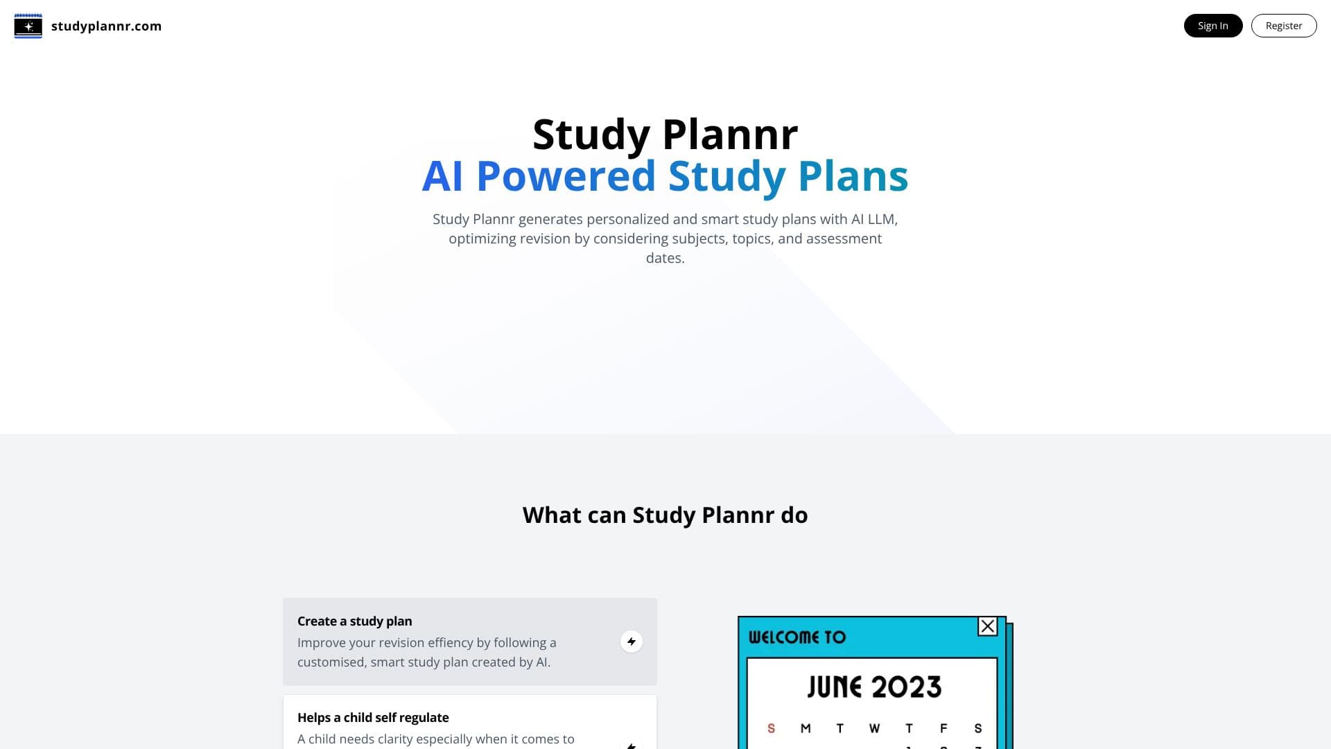 Captura de tela do Study Plannr