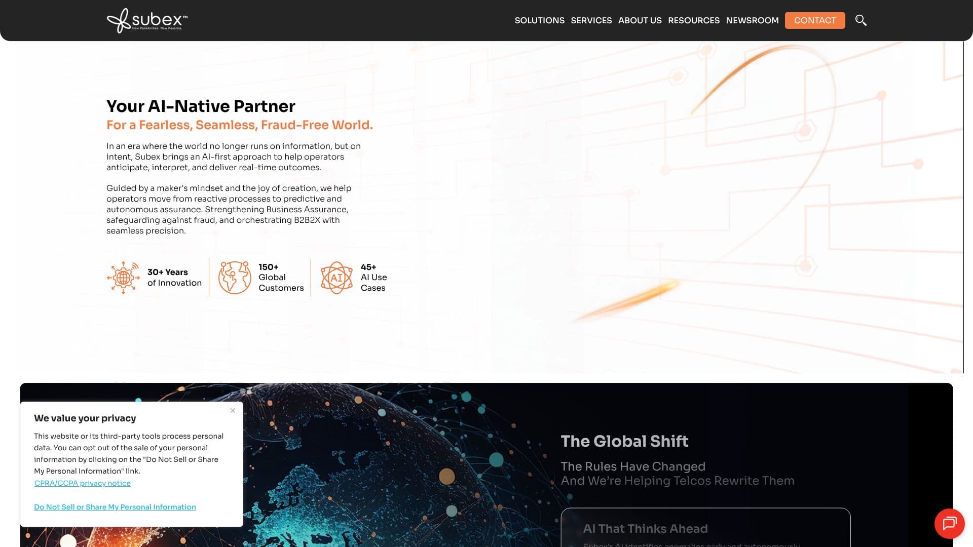Captura de pantalla de Subex Telecom AI