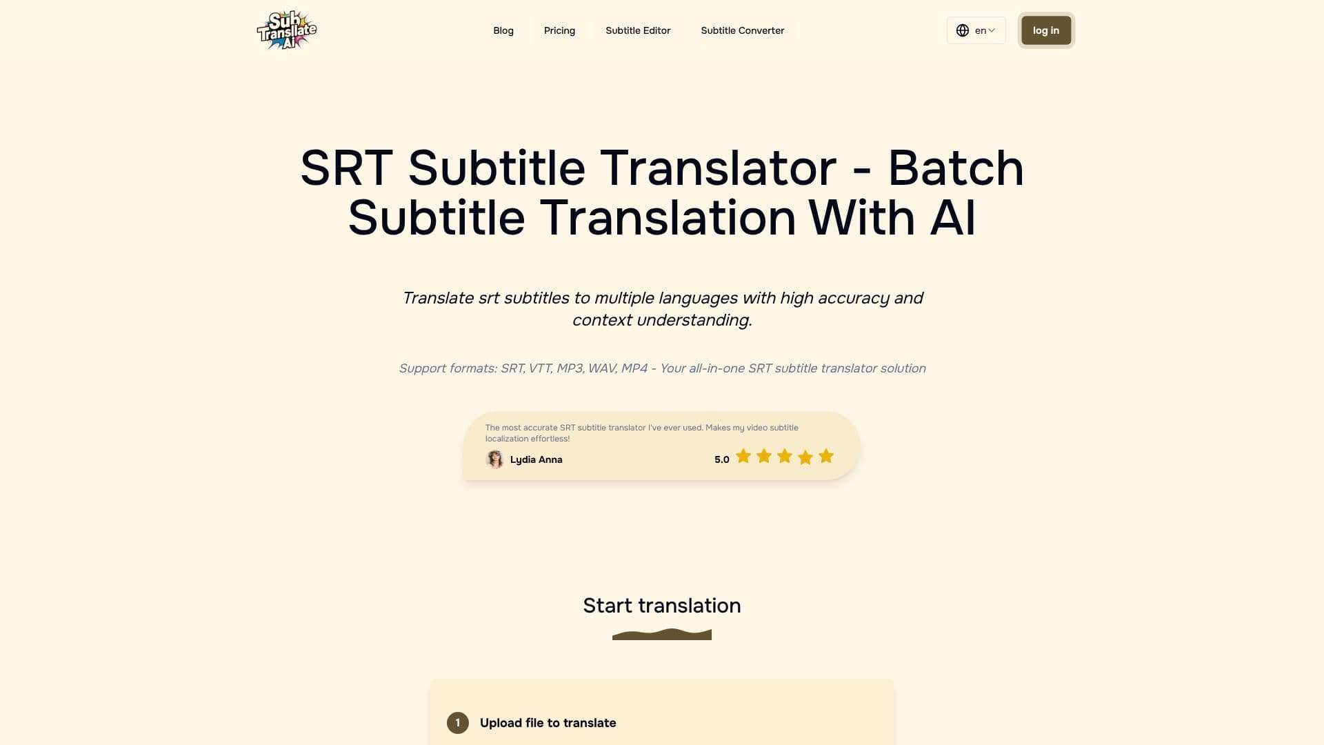 Capture d’écran de Traducteur de Sous-titres SRT