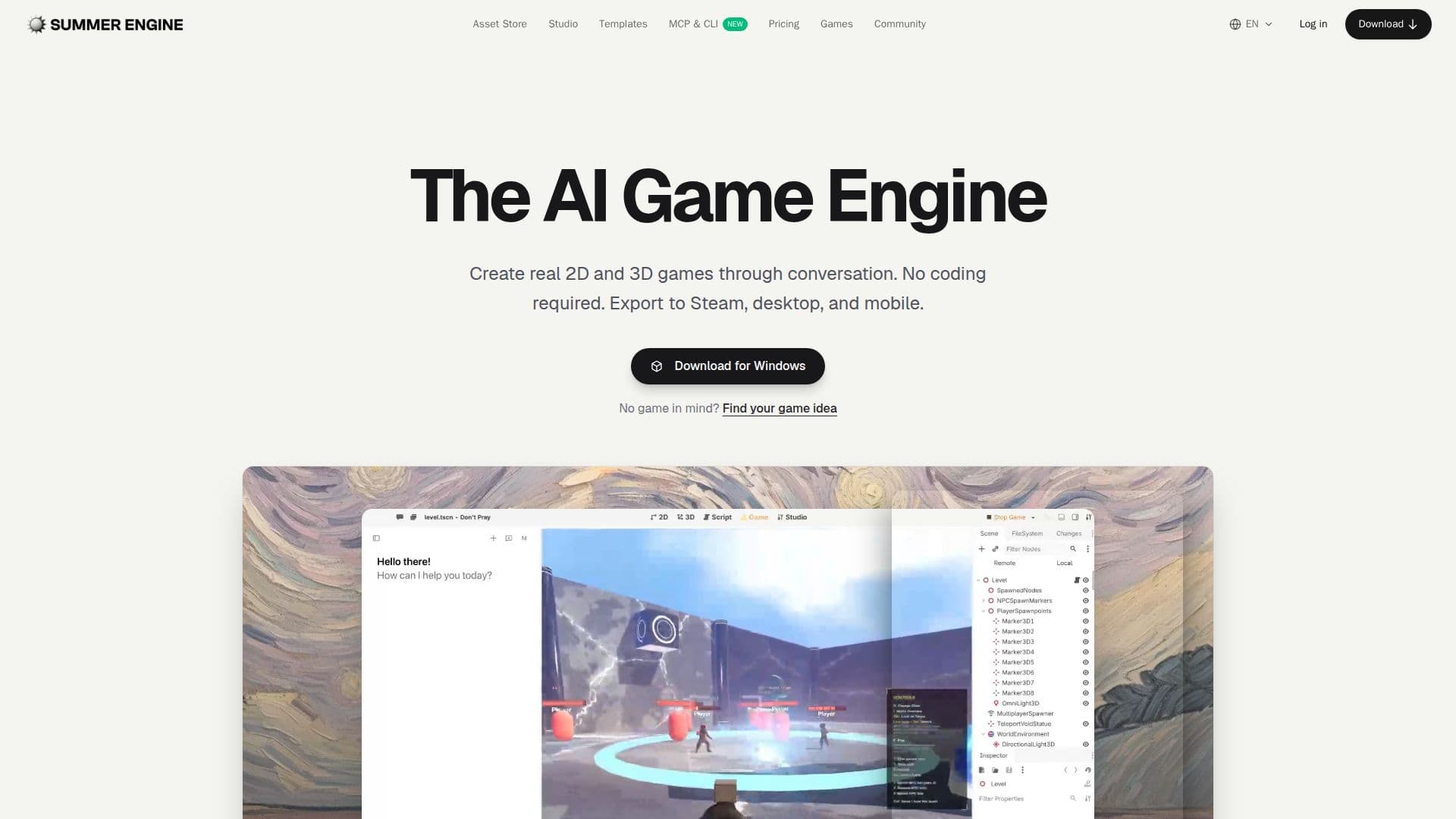 Summer Engine | AI Game Engine screenshot