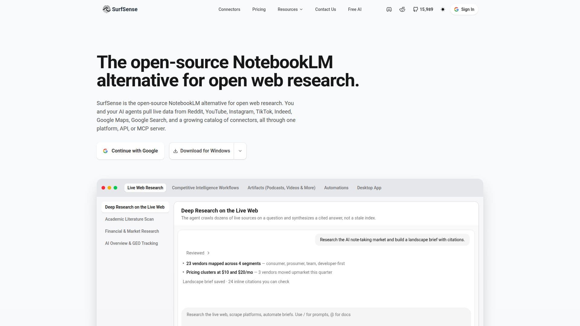 Screenshot von SurfSense